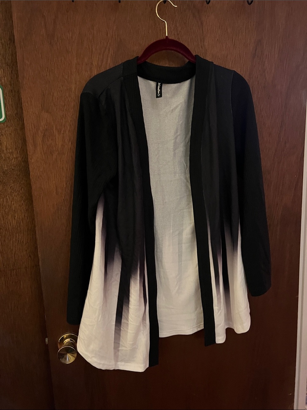 Just fashion now open black het and white jersey sweater size small
